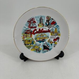 Vintage California Souvenir‎ Collector Plate Knott's Universal Studios Gold Rim